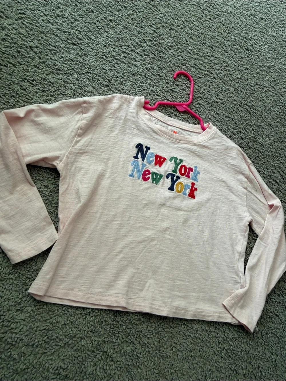 Crewcuts Light Pink Long-Sleeve 'New York' Graphic Tee